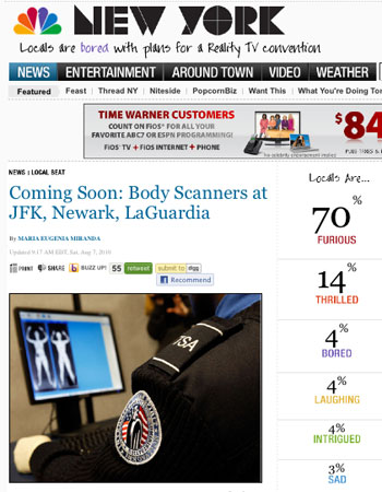 More than 70% 'furious' at arrival of NYC body scanners