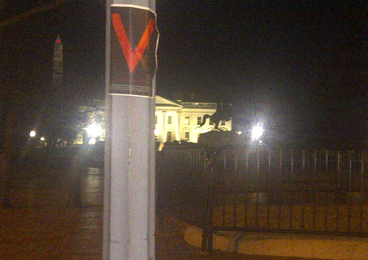 V for Victory flyers appear at White House