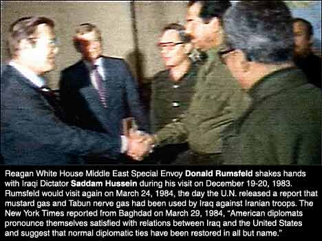 Donald Rumsfeld meets Saddam Hussein