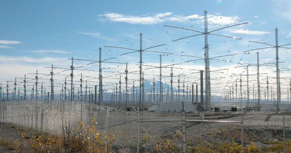 HAARP antenna array in Gakona, Alaska. Photo credit Michael Kleiman, Air Force, Source: Wikimedia Commons