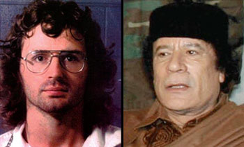David Koresh, leader of Branch Dividians at Waco (left) and Muammar Gaddafi, Libyan dictator (right), both seemingly justified invasion under a 