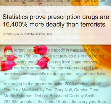 Source: NaturalNews.com article by Jessica Fraser - Prescription Drugs Kill More Than Terrorism. Background image Wikimedia commons, public domain.