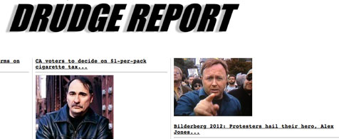 Drudge Report: Bilderberg 2012 protesters hail their hero Alex Jones