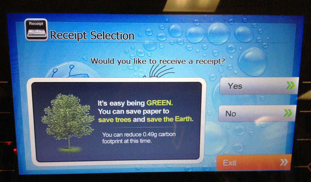 Save carbon footprint at ATM