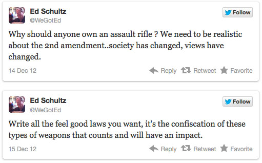 Ed Schultz: Confiscate Guns and Kill the Second Amendment edtweet