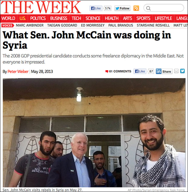Senator John McCain meets with the CIA's Syrian terrorists. 