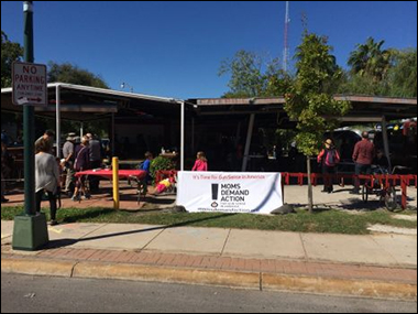 Virtually no attendees to the anti-gun ‘Moms Demand Action’ rally that pushed message of banning all ‘assault weapons.' / Photo by Kolten Parker/ Express-News