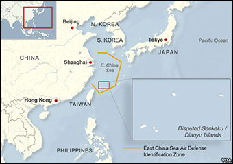 The area of China's so-called "Air Defense Zone," which South Korea partially overlapped with their own zone.
