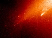  The breakup of Comet LINEAR (D/1999 S4) as viewed by Hubble Space Telescope in 2000.