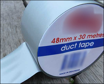 "White adhesive tape" was reportedly used to cover radioactive water sitting in tanks. Credit: Politas via Wiki