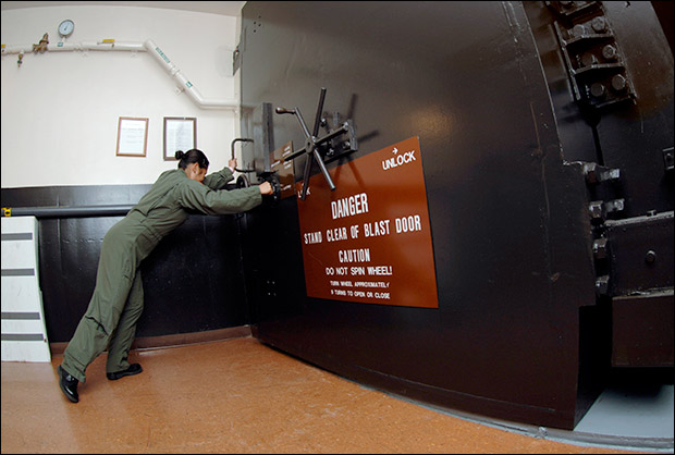 Blast door in a missile control bunker. Photo: Wikimedia Commons