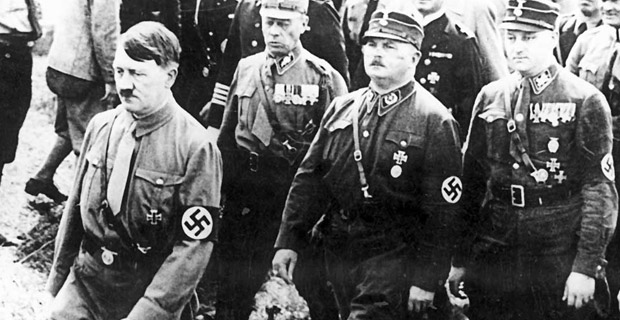 Adolf Hitler and Ernst Röhm with Brownshirts in Kiel in 1933. Photo:  skepticism.org
