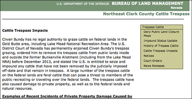 The first segment of the document pulled by the feds from BLM.gov.