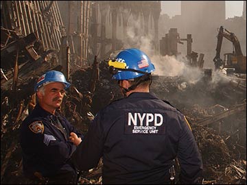 NYPD at site of the World Trade Center demolition.